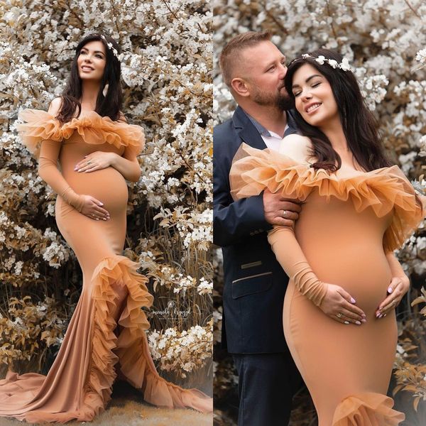 elegant mermaid maternity dress for pshoot long prom dresses with ruffles side split baby shower gowns vestido de novia, Black
elegant mermaid maternity dress for pshoot long prom dresses with ruffles side split baby shower gowns vestido de novia, Black