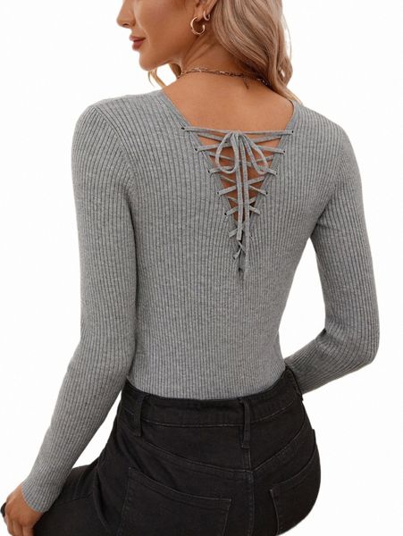 women's sweaters lace up back ribbed knit sweater g69l#, White;black
women's sweaters lace up back ribbed knit sweater g69l#, White;black