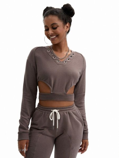women's hoodies & sweatshirts x talia nichelle solid cut out crop sweatshirt f75k#, Black
women's hoodies & sweatshirts x talia nichelle solid cut out crop sweatshirt f75k#, Black