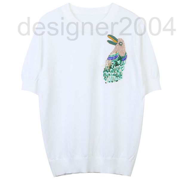 women's sweaters designer round neck t-shirt women 2022 summer new color contrast animal bird nail bead embroidery temperament thin fas, White;black
women's sweaters designer round neck t-shirt women 2022 summer new color contrast animal bird nail bead embroidery temperament thin fas, White;black