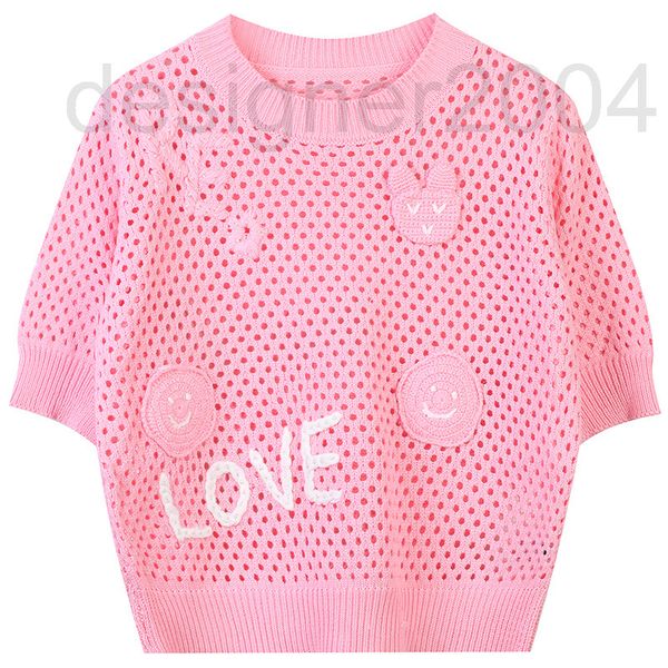 women's sweaters designer 2022 spring and summer new letter hook flower hollow out design small man aging round neck short sleeve slim, White;black