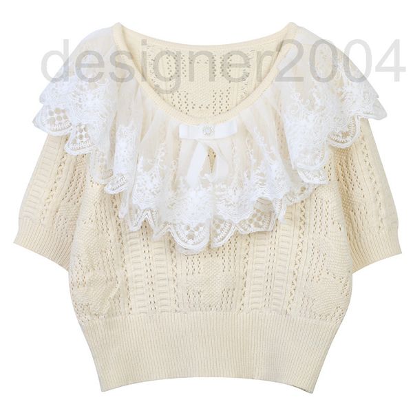 women's sweaters designer french pullover 2022 autumn new color blocking ruffle yarn mesh lace splicing design round neck short sleeve, White;black
women's sweaters designer french pullover 2022 autumn new color blocking ruffle yarn mesh lace splicing design round neck short sleeve, White;black