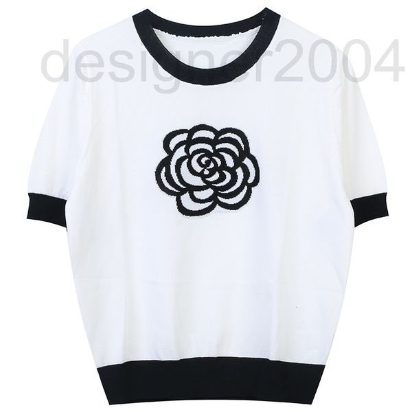 women's sweaters designer summer t-shirt women's new black and white color matching camellia embroidery sweet aging leisure round, White;black
women's sweaters designer summer t-shirt women's new black and white color matching camellia embroidery sweet aging leisure round, White;black