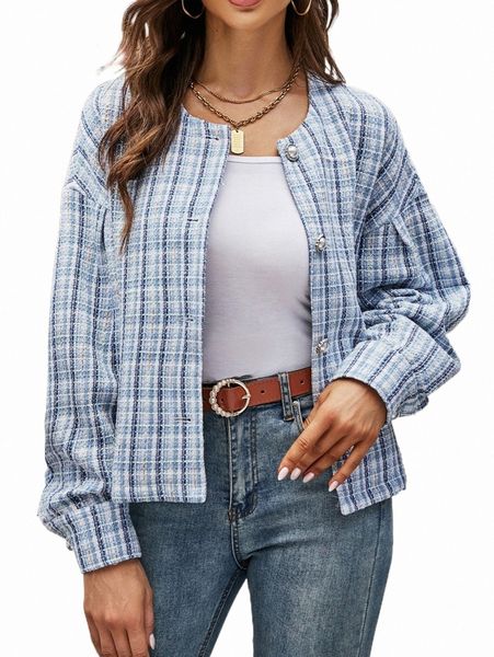 women's down & parkas plaid pattern drop shoulder tweed overcoat o3jw#, Black
women's down & parkas plaid pattern drop shoulder tweed overcoat o3jw#, Black
