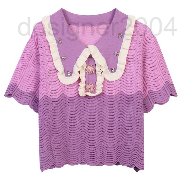 women's sweaters designer summer t-shirt 2022 new stripe color matching wooden ear edge design temperament celebrity doll neck short fe, White;black
women's sweaters designer summer t-shirt 2022 new stripe color matching wooden ear edge design temperament celebrity doll neck short fe, White;black