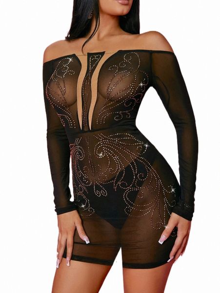casual dresses sxy off shoulder rhinestone detail mesh bodycon dress without lingerie i3zq#, Black;gray
casual dresses sxy off shoulder rhinestone detail mesh bodycon dress without lingerie i3zq#, Black;gray