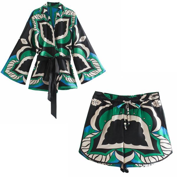 two piece dress bermuda shorts suit woman summer green print high waist short pants women vintage loose casual streetwear sets 220830, White
two piece dress bermuda shorts suit woman summer green print high waist short pants women vintage loose casual streetwear sets 220830, White
