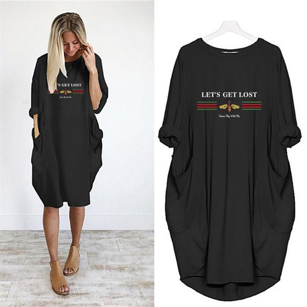 women casual dresses womens solid color skirt letter and bee print dress loose version 2020 summer dresses for girls 2020 new whole285j, Black
women casual dresses womens solid color skirt letter and bee print dress loose version 2020 summer dresses for girls 2020 new whole285j, Black