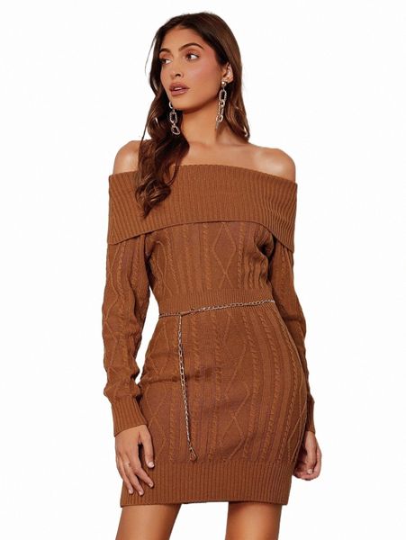 women's sweaters off shoulder foldover cable knit sweater dress without belt e6jt#, White;black
women's sweaters off shoulder foldover cable knit sweater dress without belt e6jt#, White;black