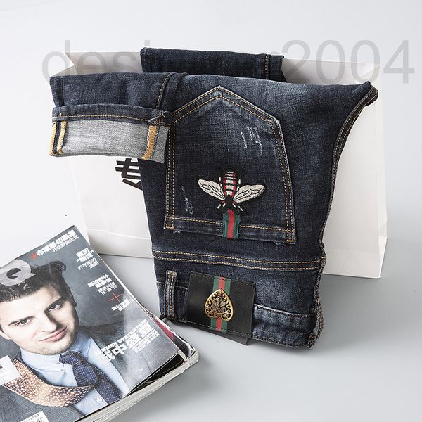 men's jeans designer 2022 summer stretch fashion brand embroidered holes pants slim fit feet 9elv, Blue
men's jeans designer 2022 summer stretch fashion brand embroidered holes pants slim fit feet 9elv, Blue