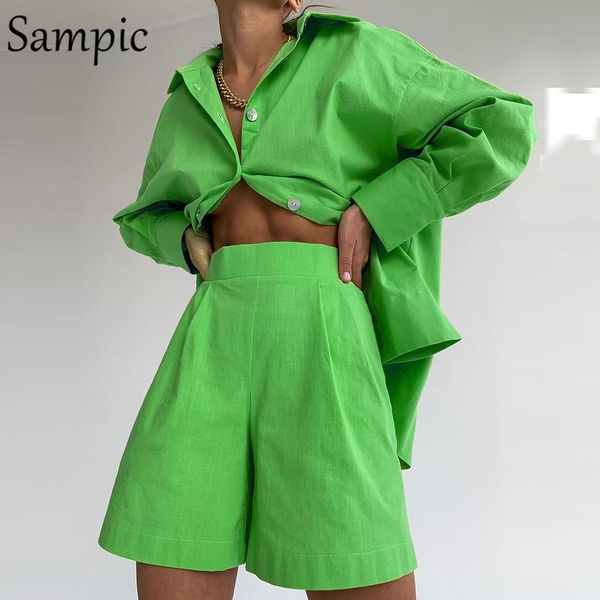 two piece dress sampic casual long sleeve shorts matching sets women tracksuit loose shirt and mini set lounge wear 220830, White
two piece dress sampic casual long sleeve shorts matching sets women tracksuit loose shirt and mini set lounge wear 220830, White