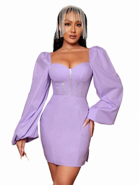 casual dresses sxy sweetheart neck lantern sleeve bodycon dress a5if#, Black;gray