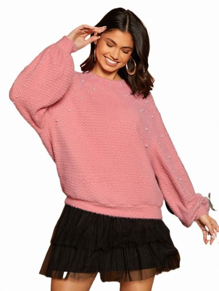 women's hoodies & sweatshirts drop shoulder pearl beaded pullover m4vw#, Black
women's hoodies & sweatshirts drop shoulder pearl beaded pullover m4vw#, Black