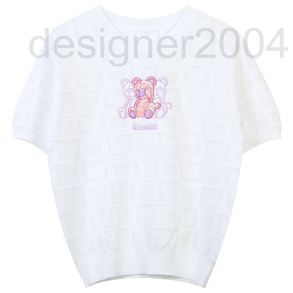 women's sweaters designer t-shirt female 2022 summer new color contrast cartoon bear sequin embroidery sweet college style round neck s, White;black
women's sweaters designer t-shirt female 2022 summer new color contrast cartoon bear sequin embroidery sweet college style round neck s, White;black