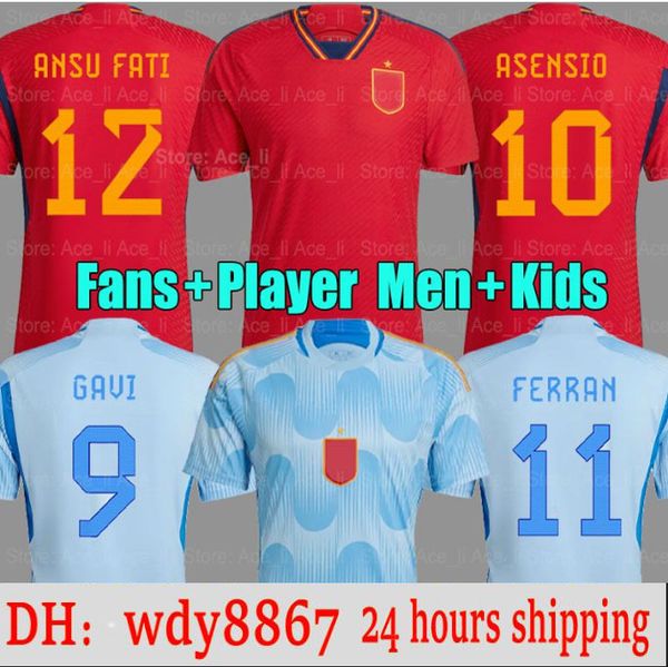 22 23 spain soccer jerseys 2022 2023 pedri espana morata ferran koke gavi azpilicueta ramos fans player version football shirts men kids kit, Black;yellow
22 23 spain soccer jerseys 2022 2023 pedri espana morata ferran koke gavi azpilicueta ramos fans player version football shirts men kids kit, Black;yellow