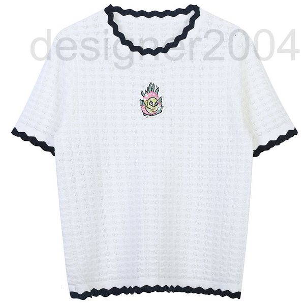 women's sweaters designer summer new t-shirt female stripe color matching cartoon pattern sequin embroidery sweet aging lace collar thi, White;black
women's sweaters designer summer new t-shirt female stripe color matching cartoon pattern sequin embroidery sweet aging lace collar thi, White;black