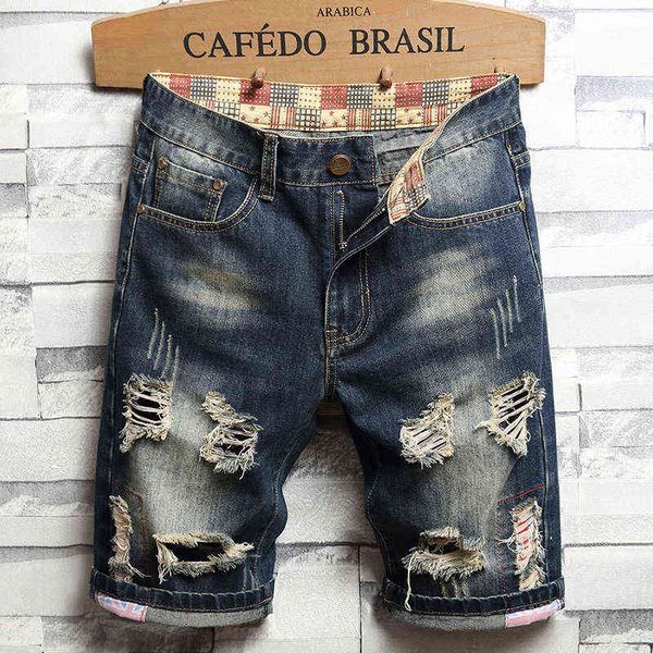men's jeans interlining jeans men's tattered five point beggar pants summer brand personalized, Blue
men's jeans interlining jeans men's tattered five point beggar pants summer brand personalized, Blue