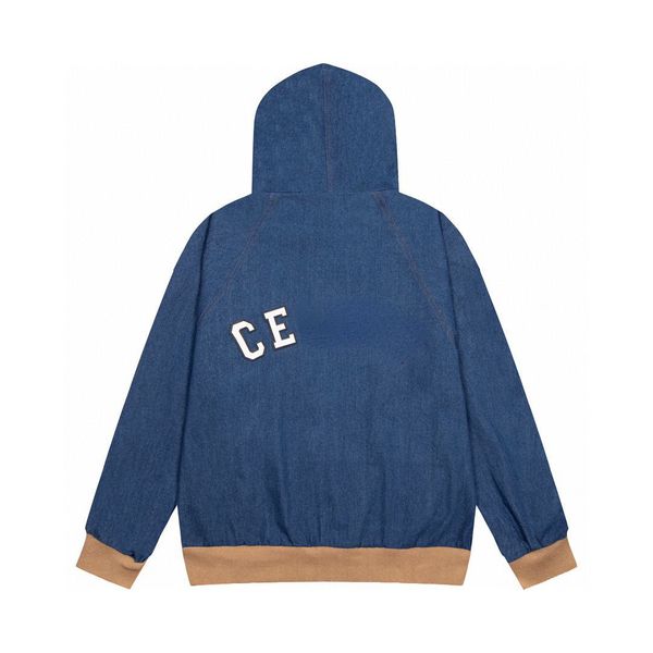 ce jacket mens leather sticker letter embroidered denim hoodie couple style zipper sweater, Black;brown
ce jacket mens leather sticker letter embroidered denim hoodie couple style zipper sweater, Black;brown