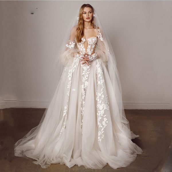 boho ball gown wedding dresses deep v neck long sleeves beads sequins appliques lace 3d flowers hollow floor length off shoulder bridal gown, White
boho ball gown wedding dresses deep v neck long sleeves beads sequins appliques lace 3d flowers hollow floor length off shoulder bridal gown, White