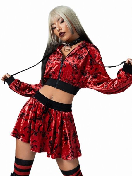 two piece dress skull print velvet zip up crop hoodie & skirt s4lq#, White
two piece dress skull print velvet zip up crop hoodie & skirt s4lq#, White