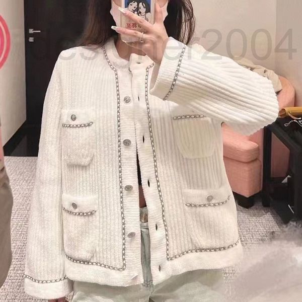 women's knits & tees designer small fragrance knitting chain pocket round neck loose lazy wind cardigan coat women's autumn winter, White
women's knits & tees designer small fragrance knitting chain pocket round neck loose lazy wind cardigan coat women's autumn winter, White