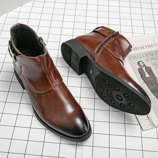 british ankle boots men shoes solid color pu buckle side zipper pointed toe fashion casual street all-match ad037, Black
british ankle boots men shoes solid color pu buckle side zipper pointed toe fashion casual street all-match ad037, Black