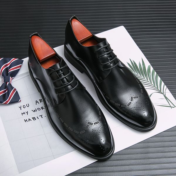 

Brogue Shoes Men Shoes Black PU Carved Dark Pattern Lace Up Fashion Business Casual Wedding Party Everyday Versatile AD049, Clear