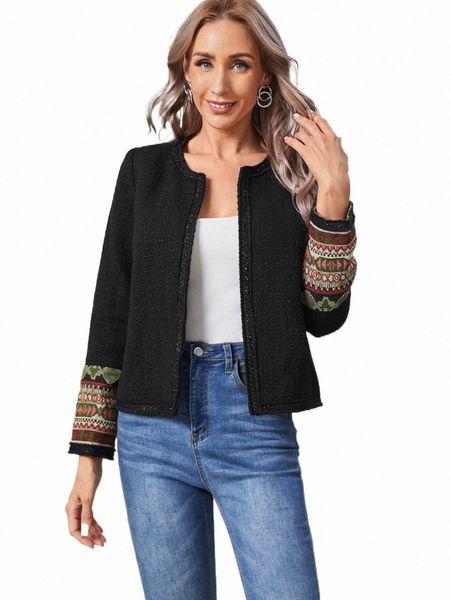 women's down & parkas emery rose geo embroidery open front tweed overcoat p12n#, Black
women's down & parkas emery rose geo embroidery open front tweed overcoat p12n#, Black