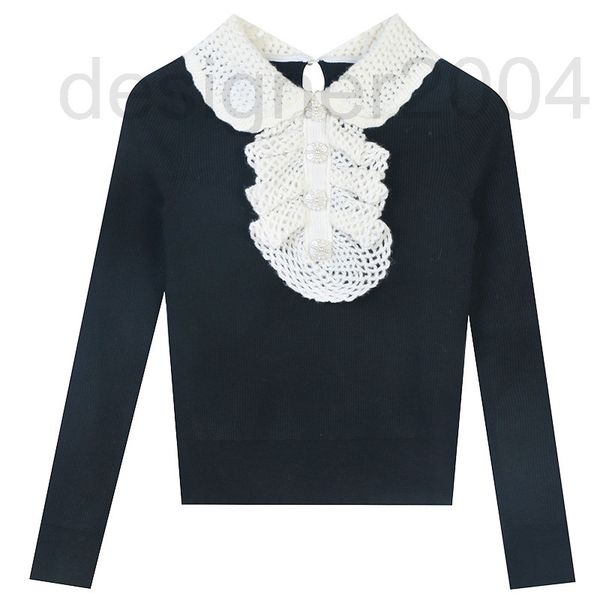 women's sweaters designer french 2021 autumn and winter hollowed out to show thin age reduction slim fit versatile doll collar pullover, White;black
women's sweaters designer french 2021 autumn and winter hollowed out to show thin age reduction slim fit versatile doll collar pullover, White;black
