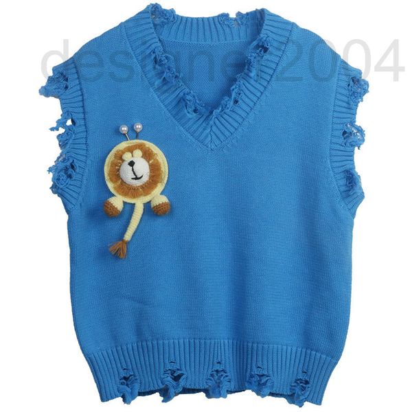 women's sweaters designer knitted vest 2022 autumn winter new women's wear blue hand worn cartoon decoration loose v-neck 1fwm, White;black
women's sweaters designer knitted vest 2022 autumn winter new women's wear blue hand worn cartoon decoration loose v-neck 1fwm, White;black