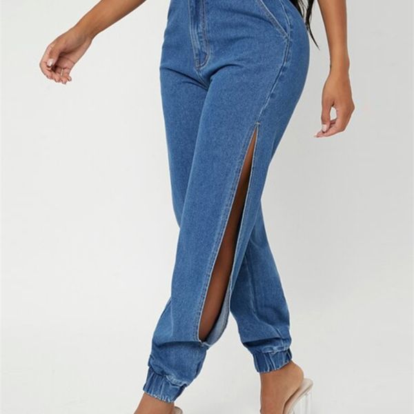 women's jeans denimcolab fashion side of leg split loose harem pants ladies tie feet streetwear casual denim 220830, Blue
women's jeans denimcolab fashion side of leg split loose harem pants ladies tie feet streetwear casual denim 220830, Blue