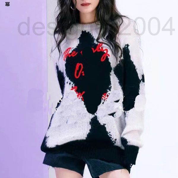women's knits & tees designer yang mi's same letter embroidered rhombus wool pullover long sleeve loose lazy style sweater women&#, White
women's knits & tees designer yang mi's same letter embroidered rhombus wool pullover long sleeve loose lazy style sweater women&#, White