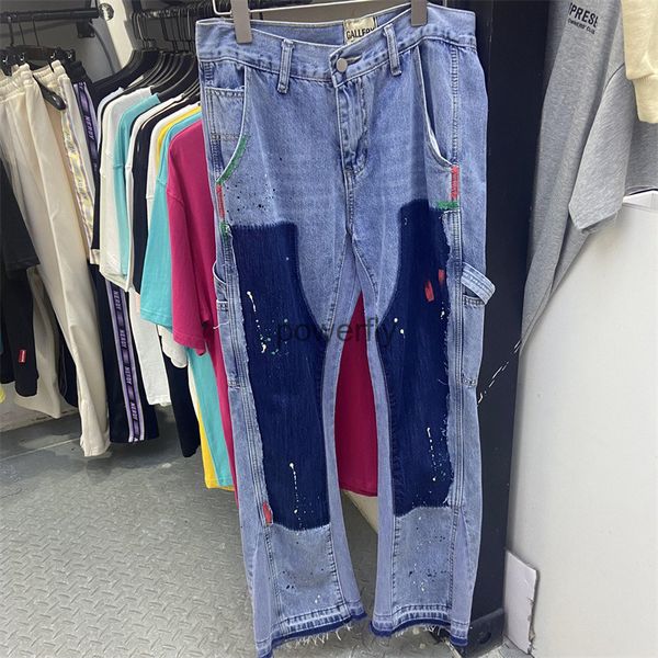 galery dept men's jeans real pics high street color spliced washed jeans mens oversize wide leg straight denim flare pants retro loose, Blue
galery dept men's jeans real pics high street color spliced washed jeans mens oversize wide leg straight denim flare pants retro loose, Blue
