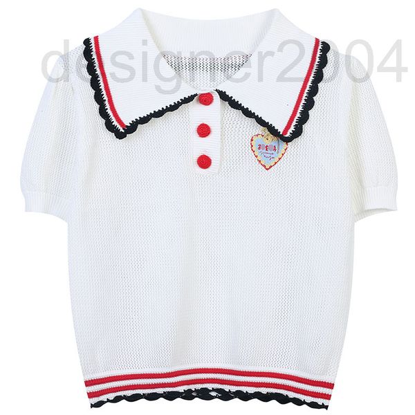 women's sweaters designer wear summer new stripe love embroidery lace design temperament british style doll neck knitted 74nl, White;black
women's sweaters designer wear summer new stripe love embroidery lace design temperament british style doll neck knitted 74nl, White;black