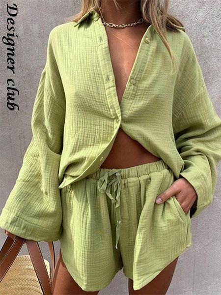 two piece dress women casual tracksuit shorts set summer long sleeve shirt and mini drawstring suit lounge wear 220830, White
two piece dress women casual tracksuit shorts set summer long sleeve shirt and mini drawstring suit lounge wear 220830, White