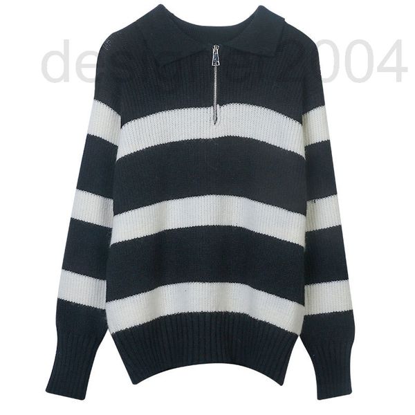 women's sweaters designer autumn winter soft waxy sweater 2022 new women's black and white stripe zipper stitching loose lapel lon, White;black
women's sweaters designer autumn winter soft waxy sweater 2022 new women's black and white stripe zipper stitching loose lapel lon, White;black