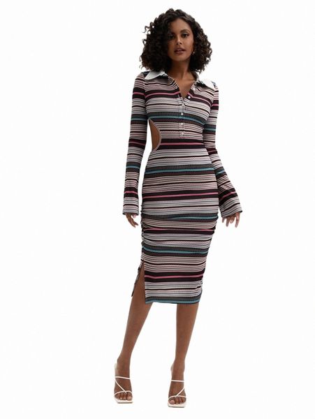 casual dresses x talia nichelle block striped split thigh dress d8vh#, Black;gray 
casual dresses x talia nichelle block striped split thigh dress d8vh#, Black;gray