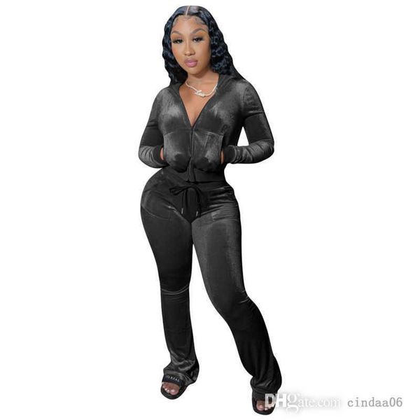 retail womens velet tracksuits designer clothing hoodie sport two piece outfits velour sweatsuits jacket bell wid leg pant set, Gray
retail womens velet tracksuits designer clothing hoodie sport two piece outfits velour sweatsuits jacket bell wid leg pant set, Gray