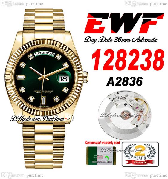 ewf day date 118238 a2836 automatic watch mens ladies 36mm yellow gold green diamonds dial presidential bracelet same serial card super edit, Slivery;brown
ewf day date 118238 a2836 automatic watch mens ladies 36mm yellow gold green diamonds dial presidential bracelet same serial card super edit, Slivery;brown