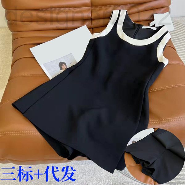 casual dresses designer cd home round collar contrast color dress sleeveless small black skirt pants femininity celebrity jumpsuit w7j6, Black;gray
casual dresses designer cd home round collar contrast color dress sleeveless small black skirt pants femininity celebrity jumpsuit w7j6, Black;gray