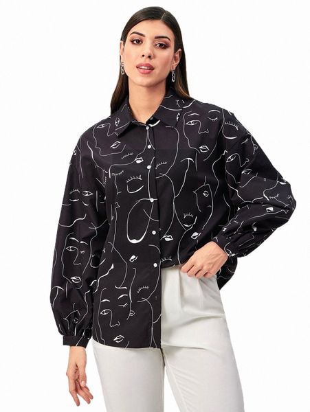 women's blouses & shirts modely figure graphic drop shoulder shirt j5dj#, White
women's blouses & shirts modely figure graphic drop shoulder shirt j5dj#, White
