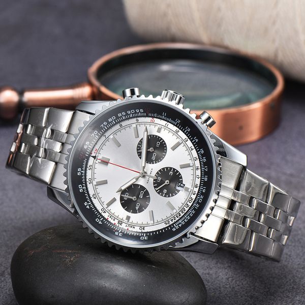 1884 men luxury brand 43mm quartz wristwatch battery full stainless steel 6 pin chronograph calendar rotating case watch relogio masculino, Slivery;brown
1884 men luxury brand 43mm quartz wristwatch battery full stainless steel 6 pin chronograph calendar rotating case watch relogio masculino, Slivery;brown