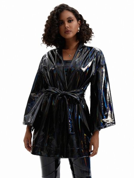 women's down & parkas x designed by tony drop shoulder belted pu leather coat o82c#, Black
women's down & parkas x designed by tony drop shoulder belted pu leather coat o82c#, Black