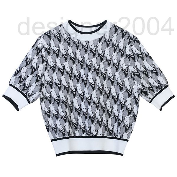 women's sweaters designer summer knitted pullover 2022 new thousand bird grid black and white color matching embroidery sweet temperame, White;black
women's sweaters designer summer knitted pullover 2022 new thousand bird grid black and white color matching embroidery sweet temperame, White;black