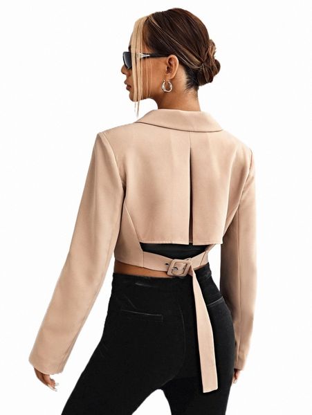 women's two piece pants cut out buckle detail plicated detail single button crop blazer q8wh#, White
women's two piece pants cut out buckle detail plicated detail single button crop blazer q8wh#, White