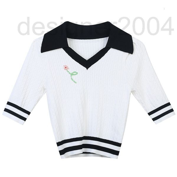 women's sweaters designer french t-shirt summer new color contrast stripe nail bead flower embroidery sweet temperament v lapel short h, White;black
women's sweaters designer french t-shirt summer new color contrast stripe nail bead flower embroidery sweet temperament v lapel short h, White;black
