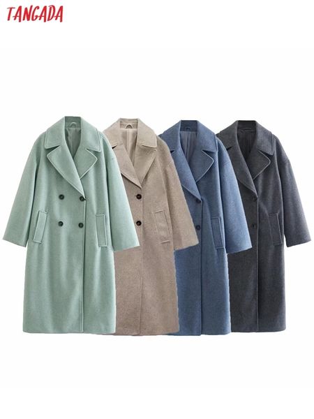 women's wool blends tangada women solid long woolen coat warm thick elegant sleeve female overcoat 6x06 220830, Black
women's wool blends tangada women solid long woolen coat warm thick elegant sleeve female overcoat 6x06 220830, Black