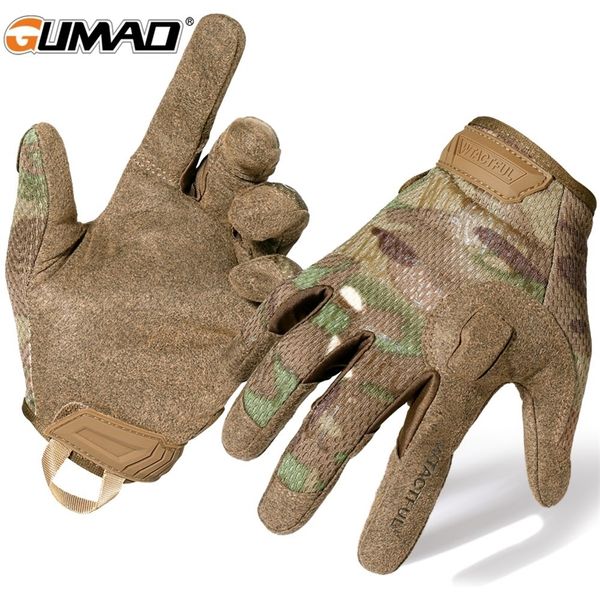 Image of Cycling Gloves Men Camouflage Tactical Full Finger Gloves Airsoft Army Military Sports Riding Hunting Hiking Bicycle Cycling Paintball Mittens 220830
