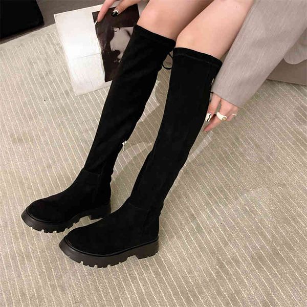 women boots leather shoes autumn winter new flat bottomed thigh high heel boots size 35-40 220830, Black
women boots leather shoes autumn winter new flat bottomed thigh high heel boots size 35-40 220830, Black