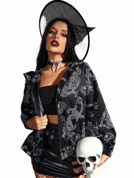 women's jackets chinese dragon print drop shoulder hooded jacket f5y3#, Black;brown
women's jackets chinese dragon print drop shoulder hooded jacket f5y3#, Black;brown